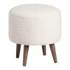 Benches & Ottomans |  Round Cream Textured Upholstered Stool