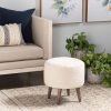 Benches & Ottomans |  Round Cream Textured Upholstered Stool