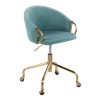 Office Chairs |  Velvet Curved Back Upholstered Office Chair