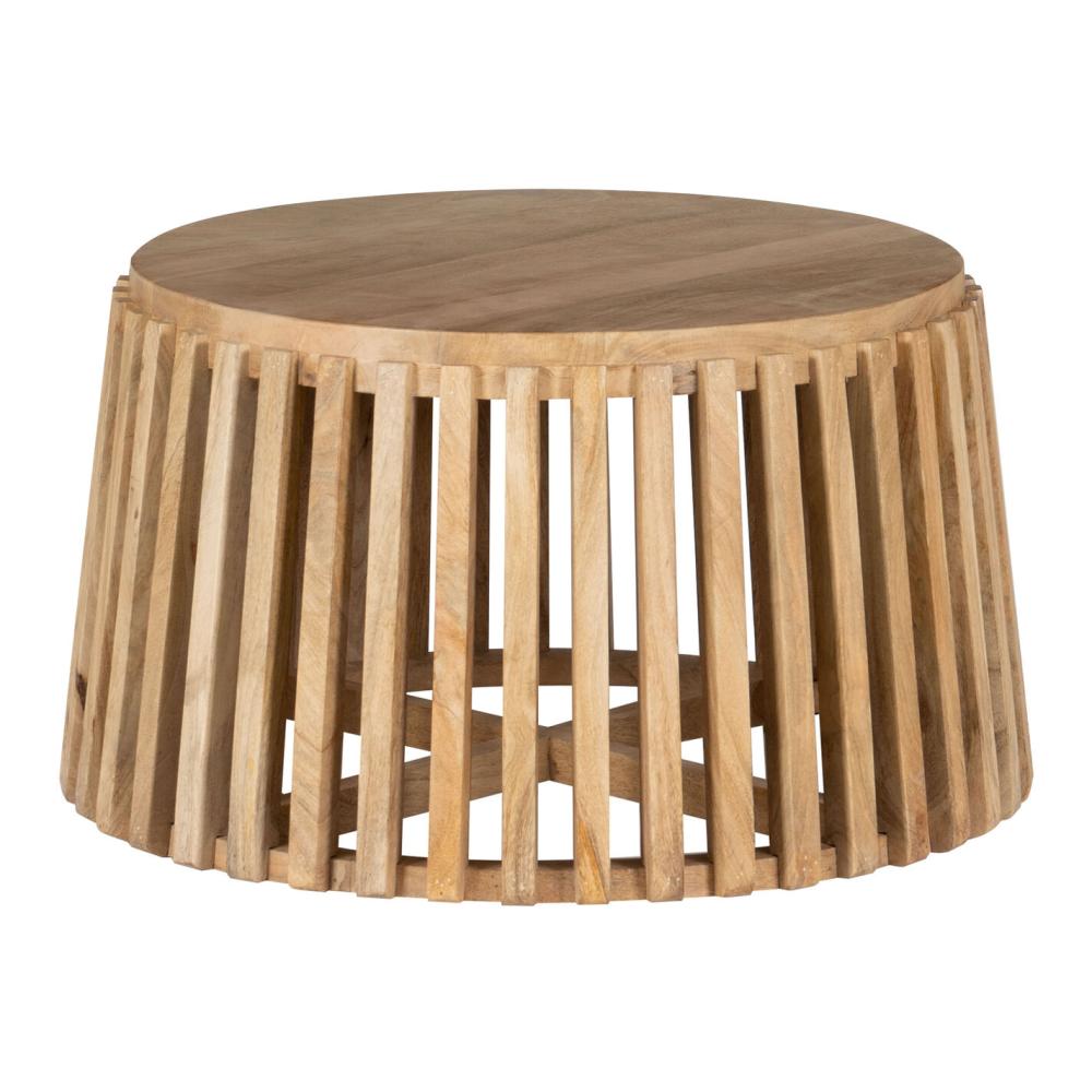 Coffee Tables |  Round Slatted Mango Wood Coffee Table