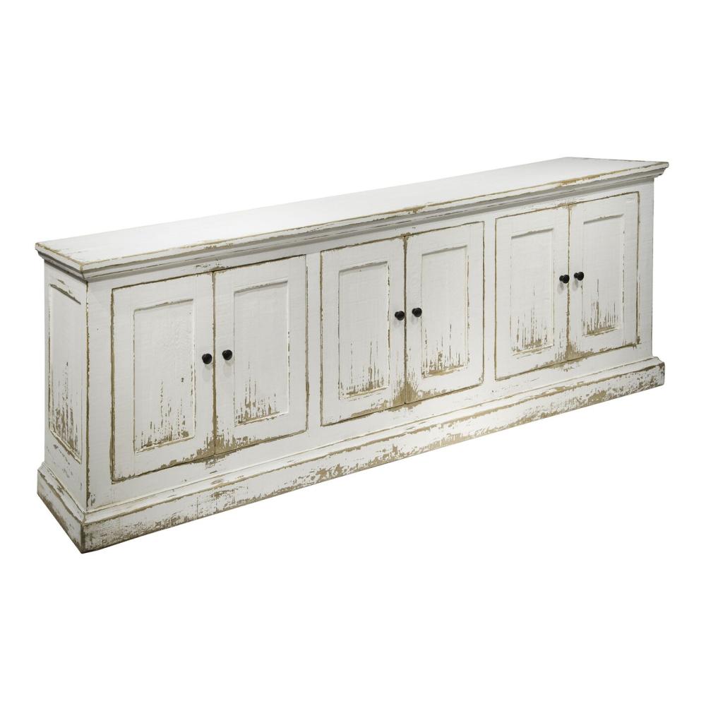 Media Consoles, Cabinets & Shelves |  Antique White Reclaimed Pine 6 Door Storage Cabinet