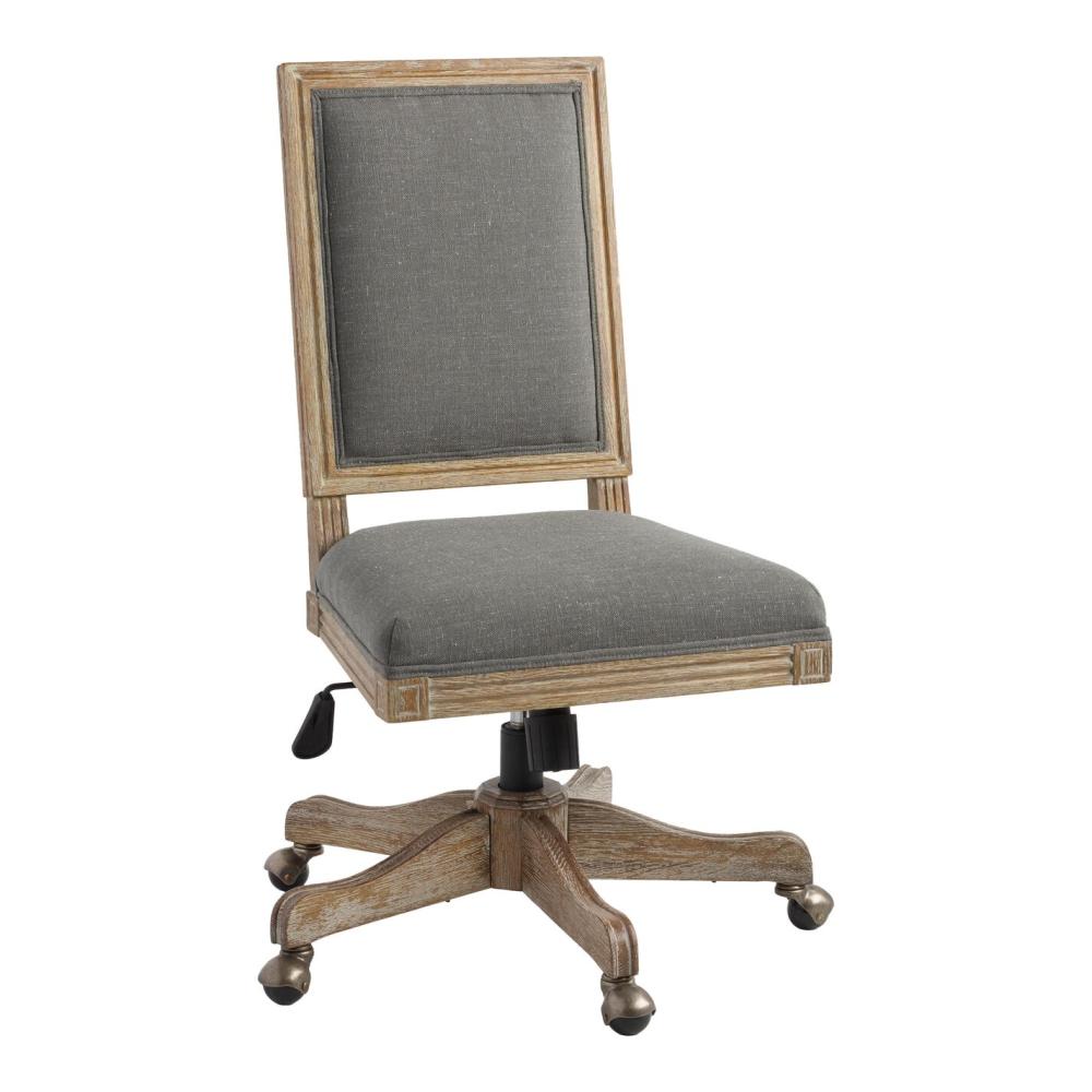 Office Chairs |  Charcoal Gray Linen Square Back Office Chair