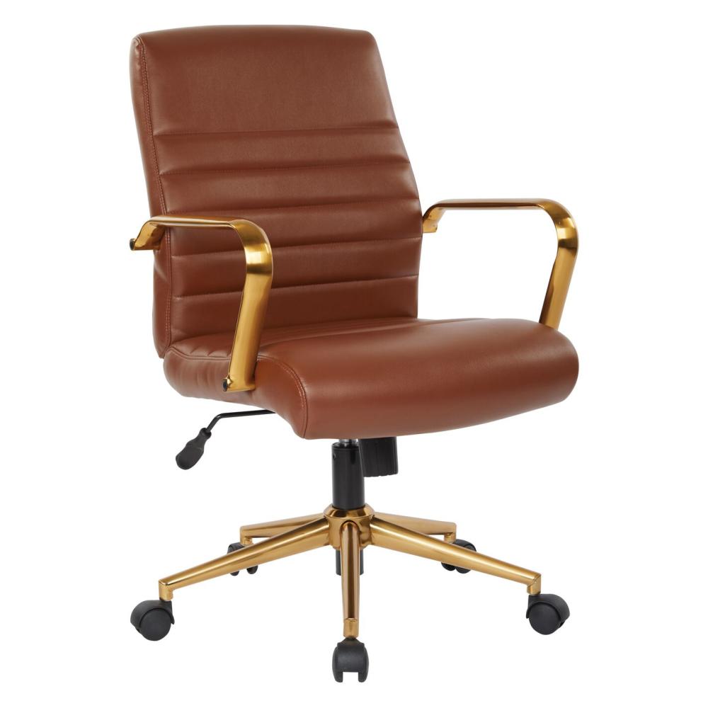 Office Chairs |  Faux Leather and Gold Upholstered Office Chair