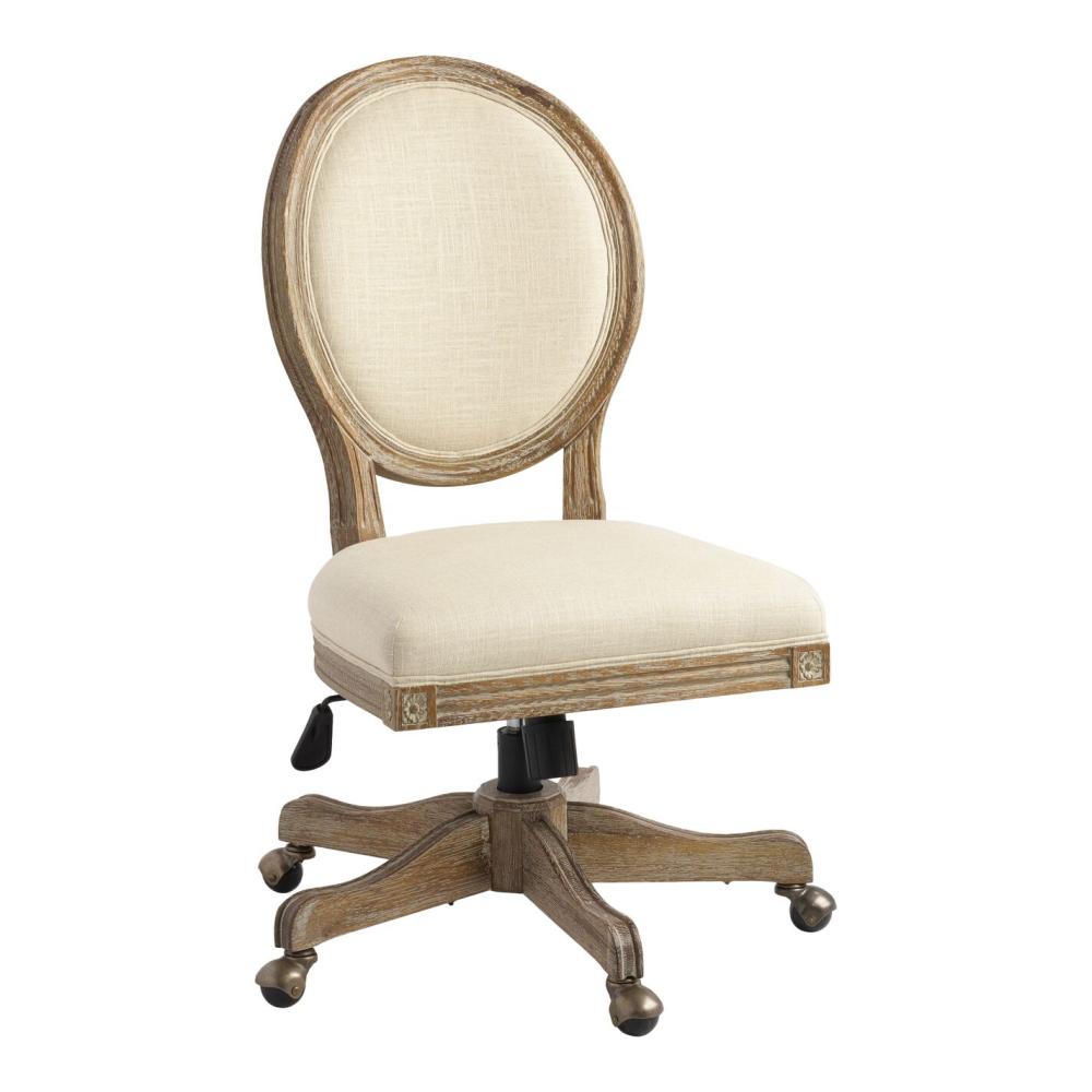 Office Chairs |  Natural Linen Round Back Office Chair